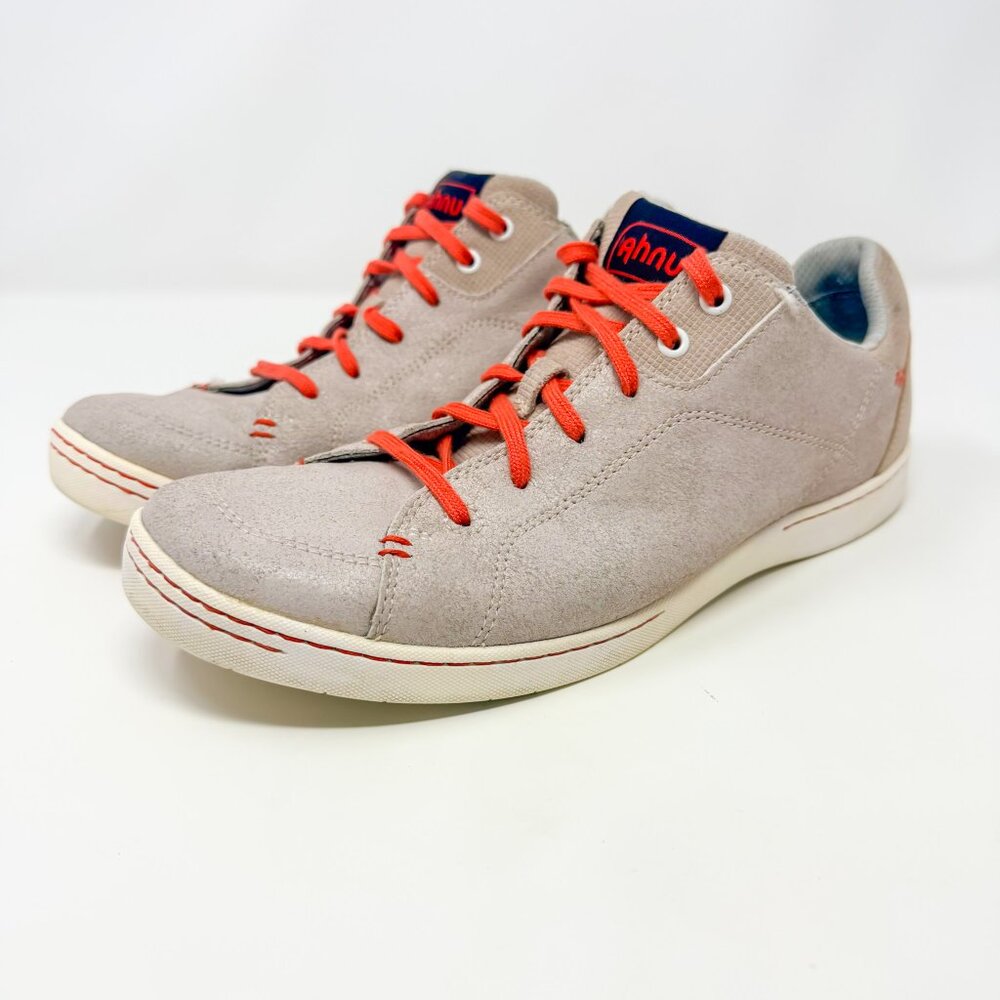 Ahnu Noe Leather Lace-Up Sneaker Women's 10 Beige Leather Lightweight Casual